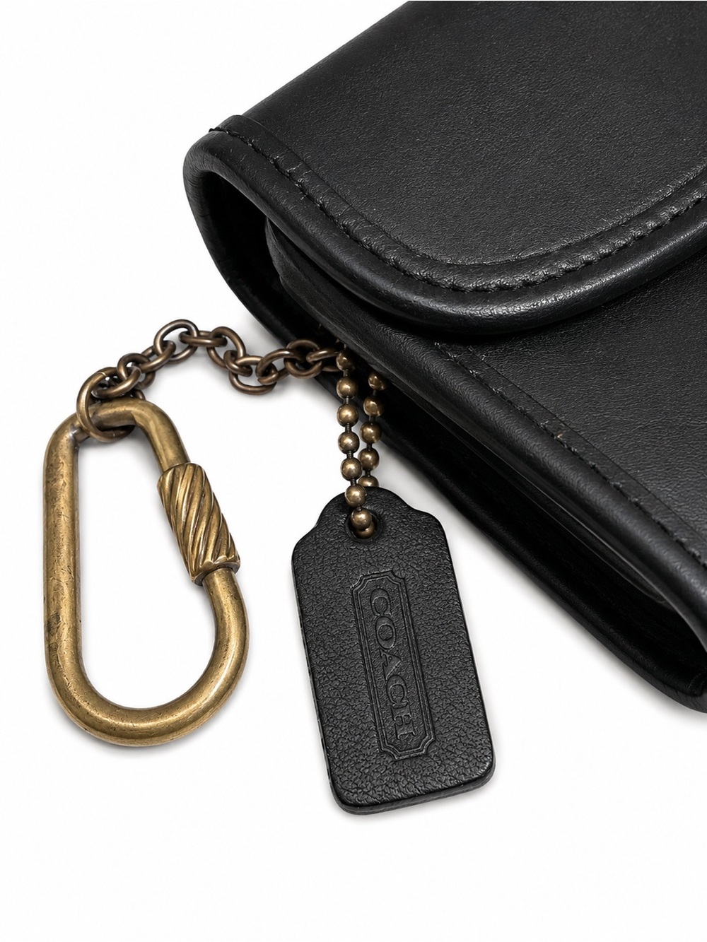 Vintage Coach black  Leather Coin Purse / Mini Wallet